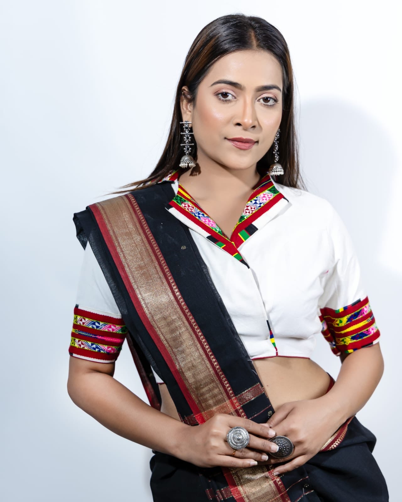 COAT COLLARED NECK BLOUSE WITH TRADITIONAL MOTIFS OF MIZORAM
